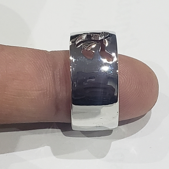 Elegant 925 Silver Filled Openwork Sickle Men & Women Ring Size 7 - Picture 8 of 8